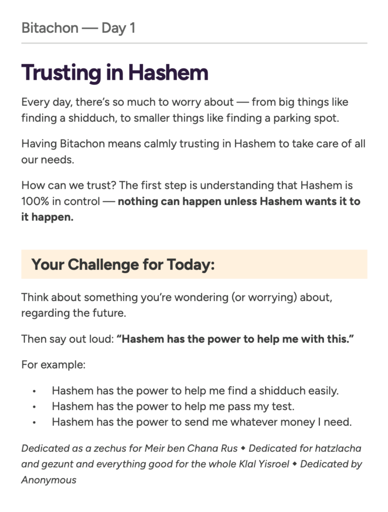 bitachon challenge pdf sample